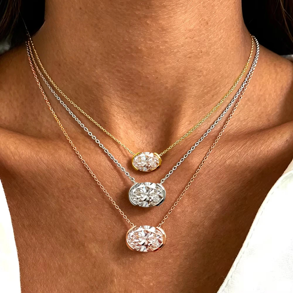 Ожерелье FCGJHW с овальным муа – обзор и цена Bezels Set Pendant