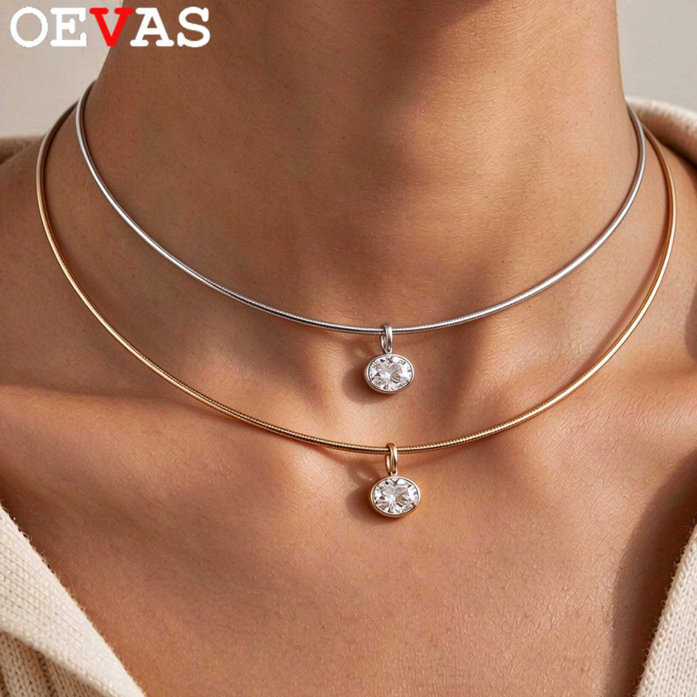 OEVAS, ожерелье с овальным кри – обзор и цена Bezels Set Pendant