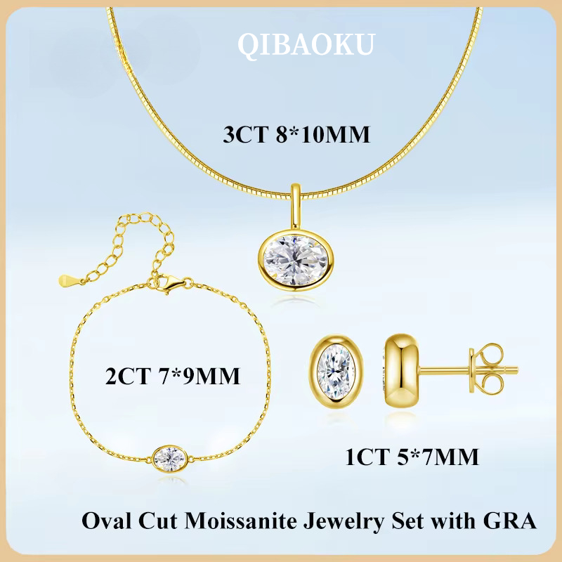QIBAOKU, овальный кулон с муас – обзор и цена Bezels Set Pendant