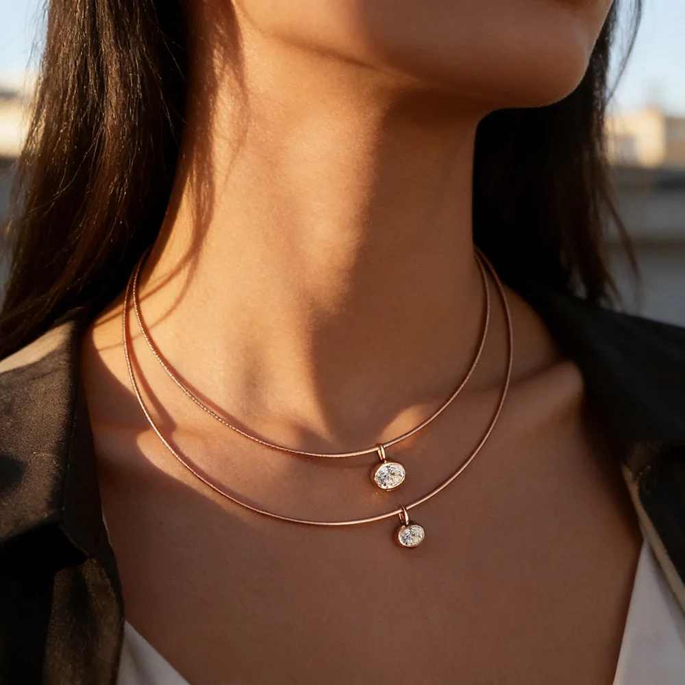 QIBAOKU, овальный кулон с муас – обзор и цена Bezels Set Pendant